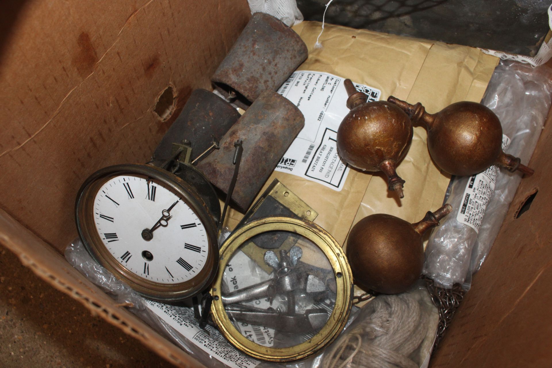 Three boxes of various clock parts including some - Image 6 of 6