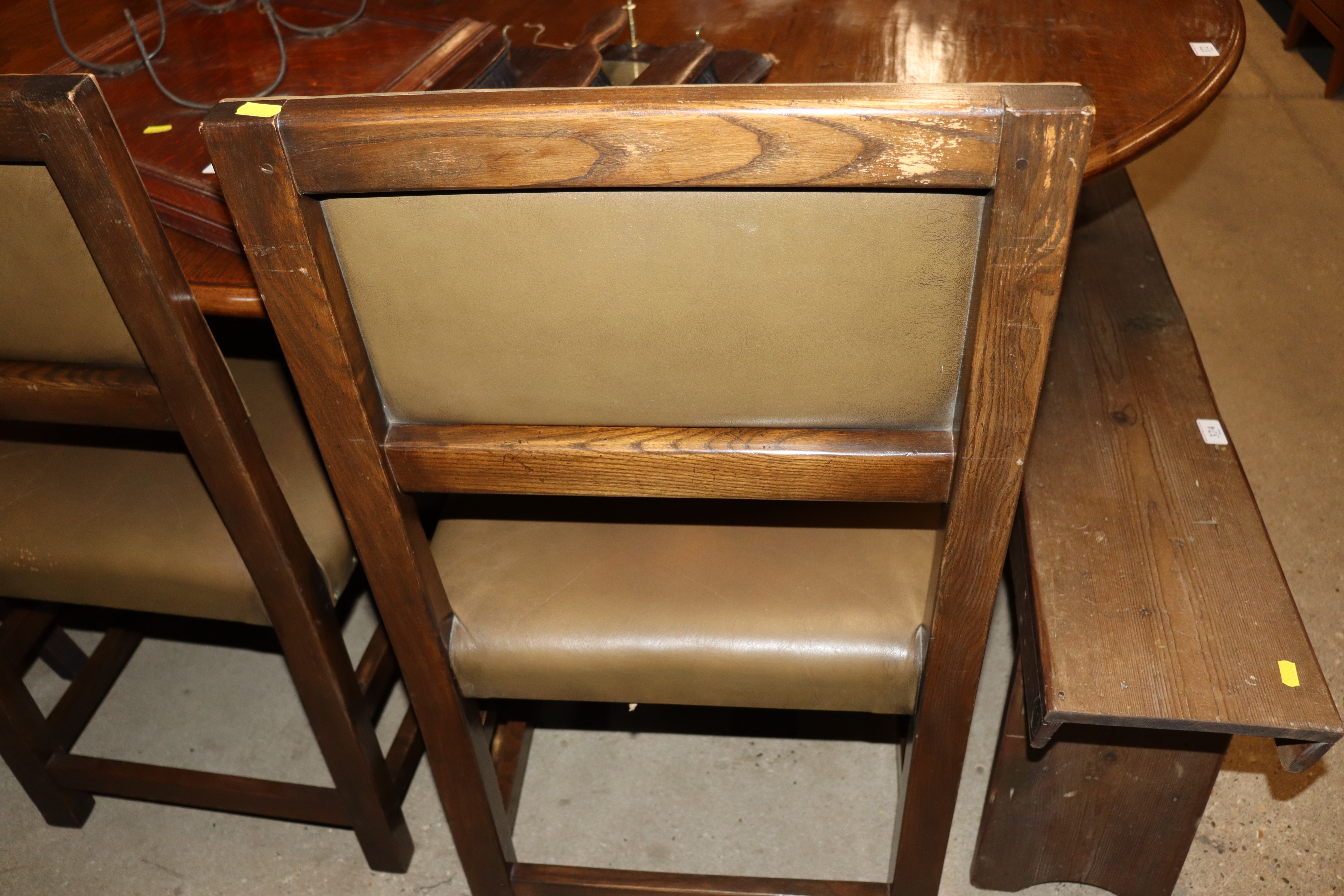 A set of eight good quality oak dining chairs with - Image 3 of 4