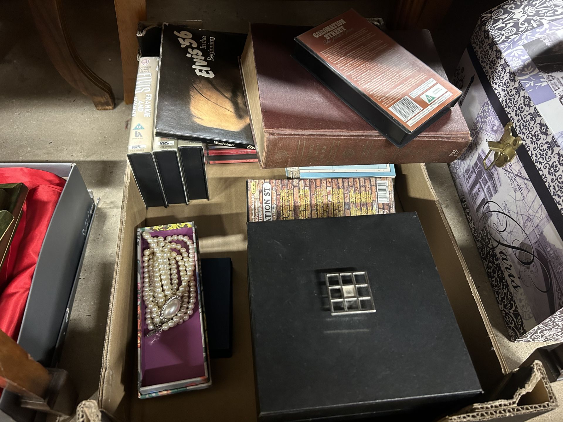 A collection of miscellaneous items to include games compendium; jewellery boxes; videos; Elvis - Image 4 of 5