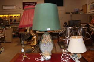 A large Bernard Rooke table lamp decorated insects
