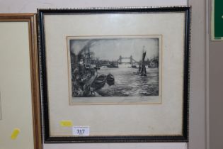 James Baker, pencil signed Pool of London print