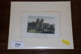 19th Century coloured print "Mettingham Castle, Su