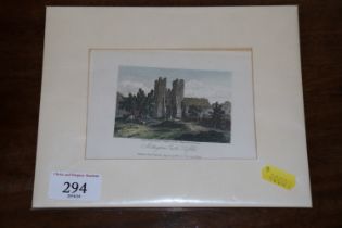 19th Century coloured print "Mettingham Castle, Su