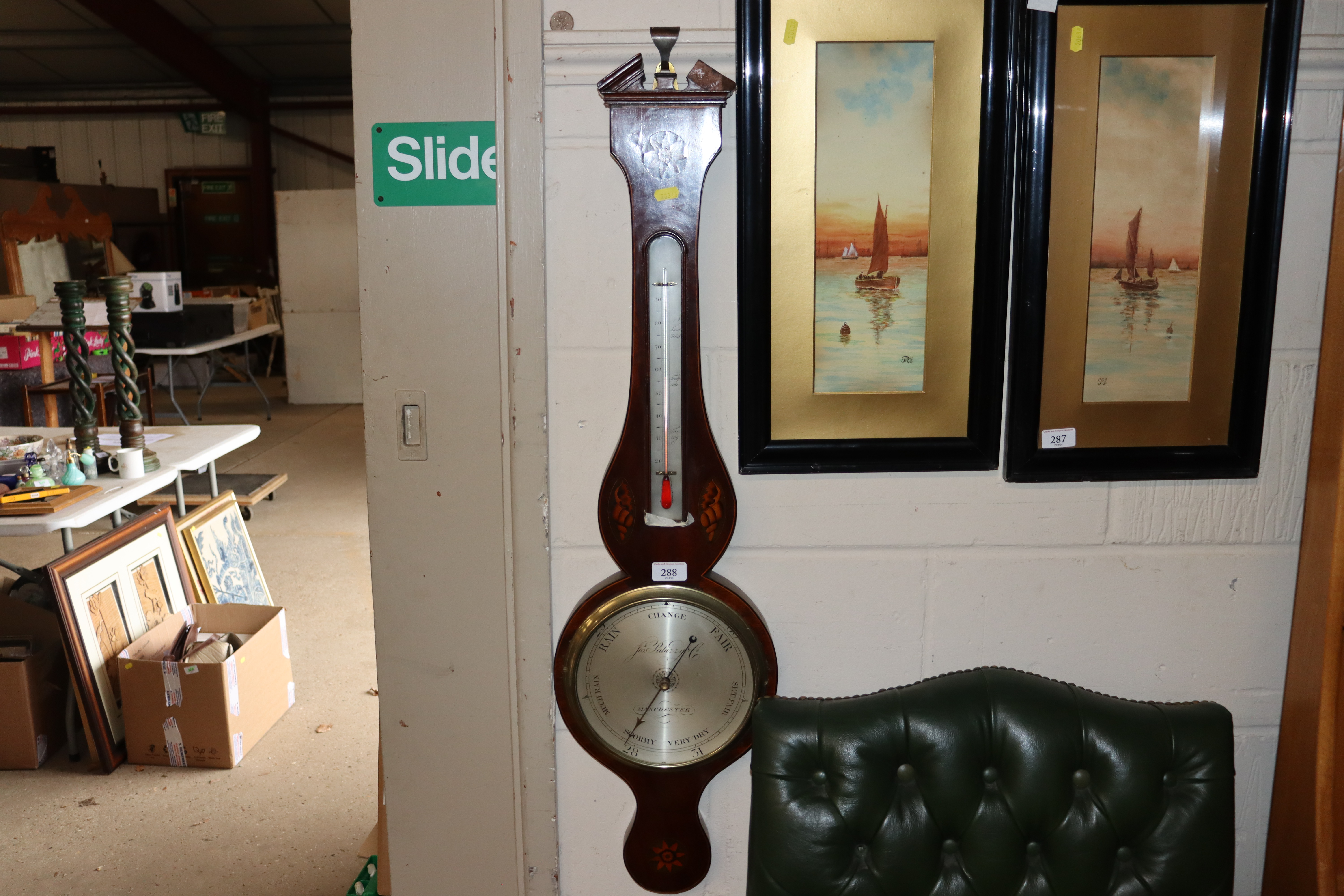 A 19th Century rosewood and inlaid banjo barometer