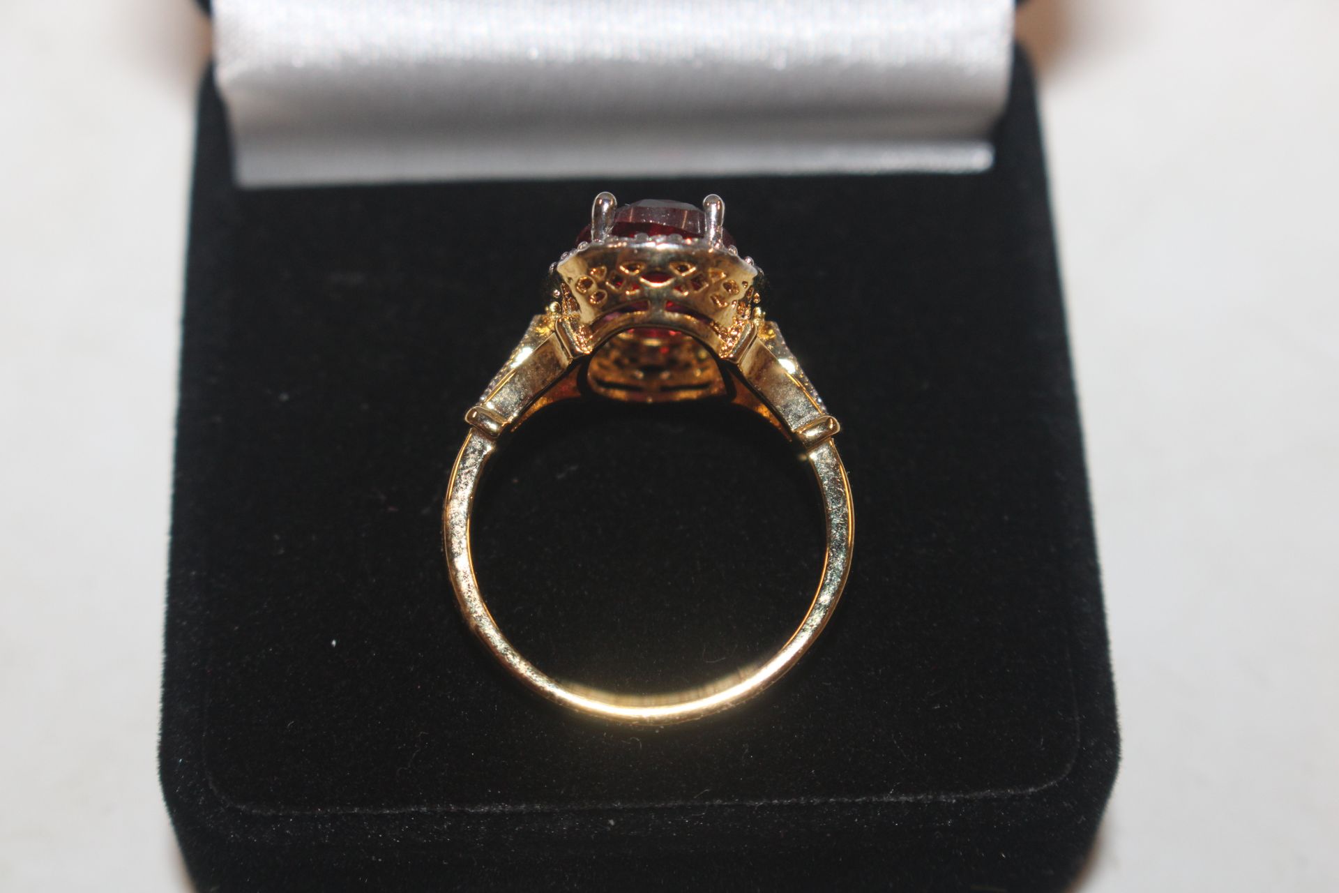 A 925 silver gilt ring set with ruby coloured ston - Image 3 of 4