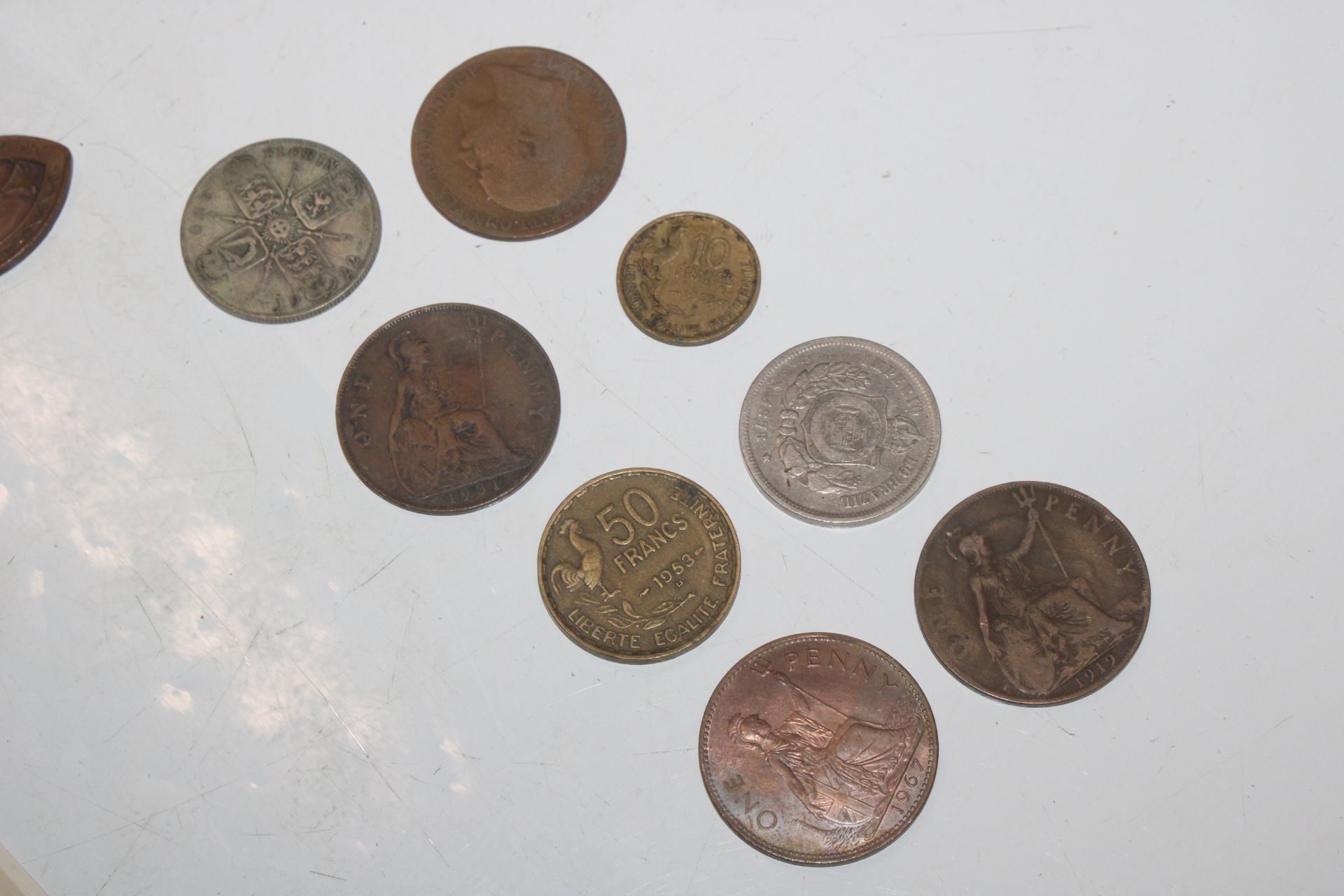 A box of mixed badges, coins, medals, WWI compass - Image 5 of 14