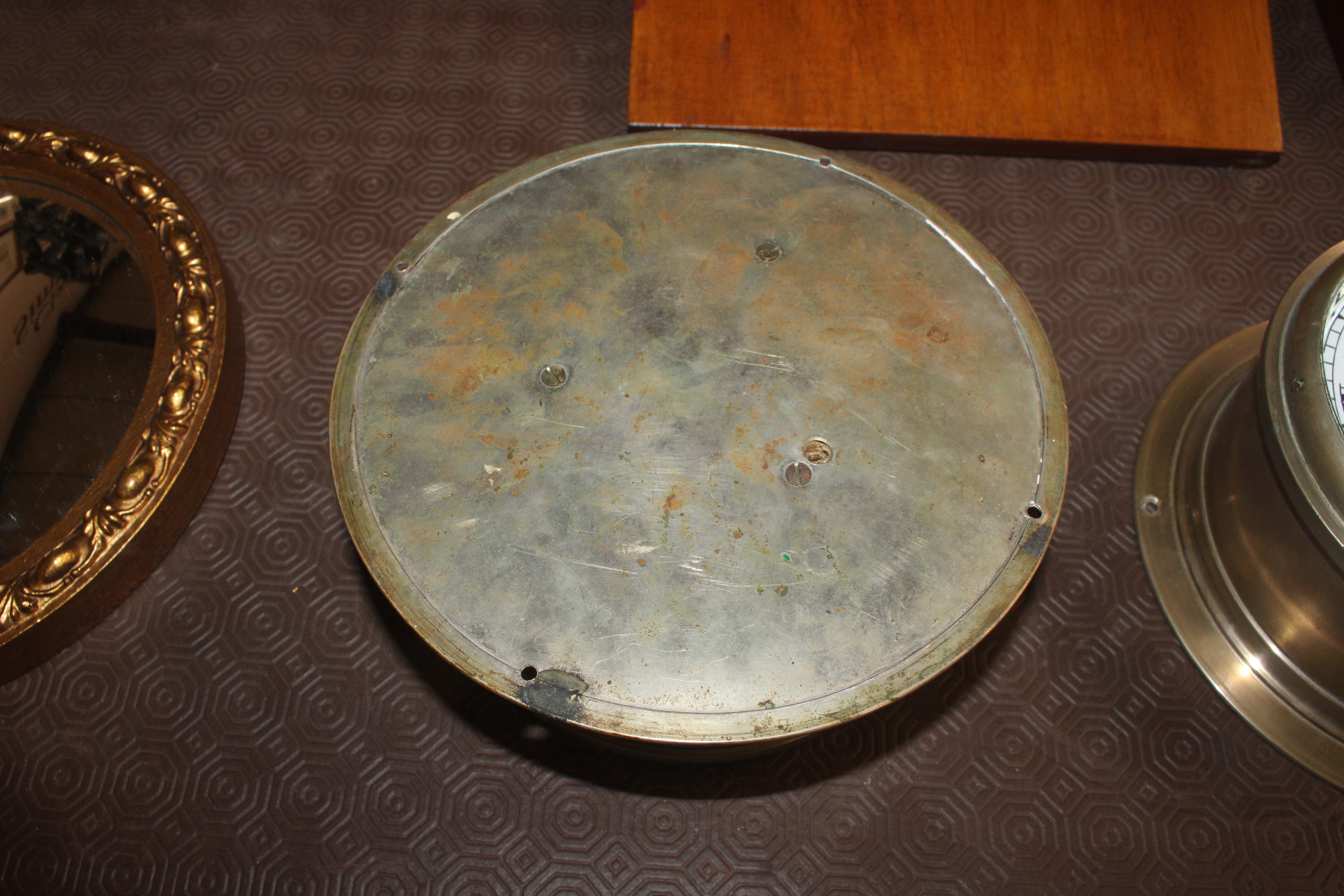 A ship's brass cased bulkhead clock and similar ba - Image 9 of 9