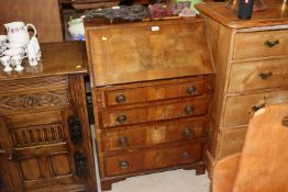 A mahogany four drawer bureau