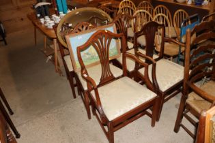 A set of six mahogany Hepplewhite style dining cha