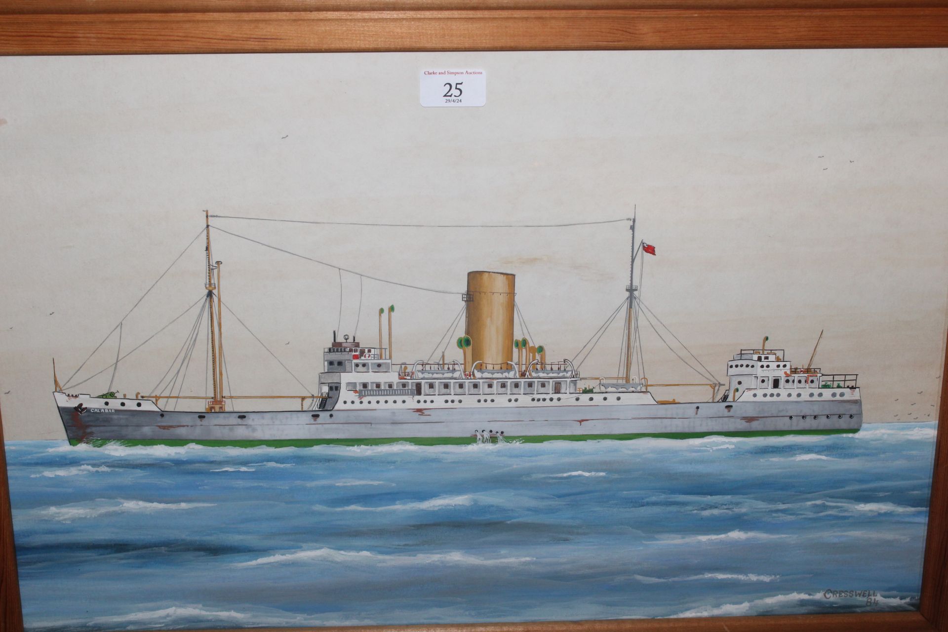 Cresswell, gouache study of the steam ship "Calaba - Image 2 of 3