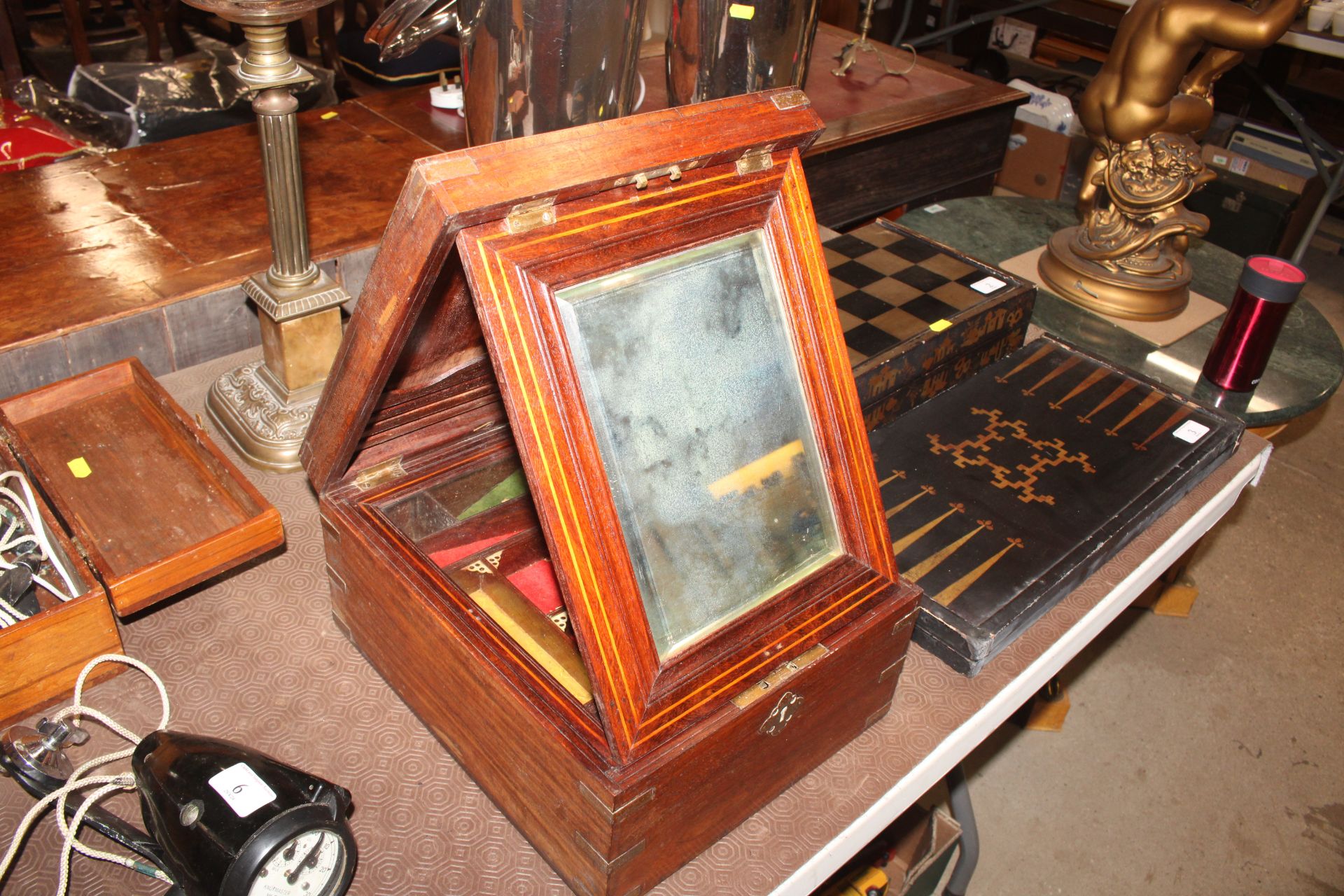 A rosewood and brass mounted travelling toilet box - Image 11 of 16