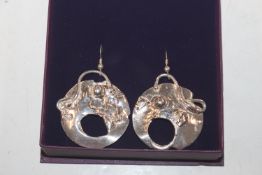 A pair of large Sterling silver Studio ear-rings a