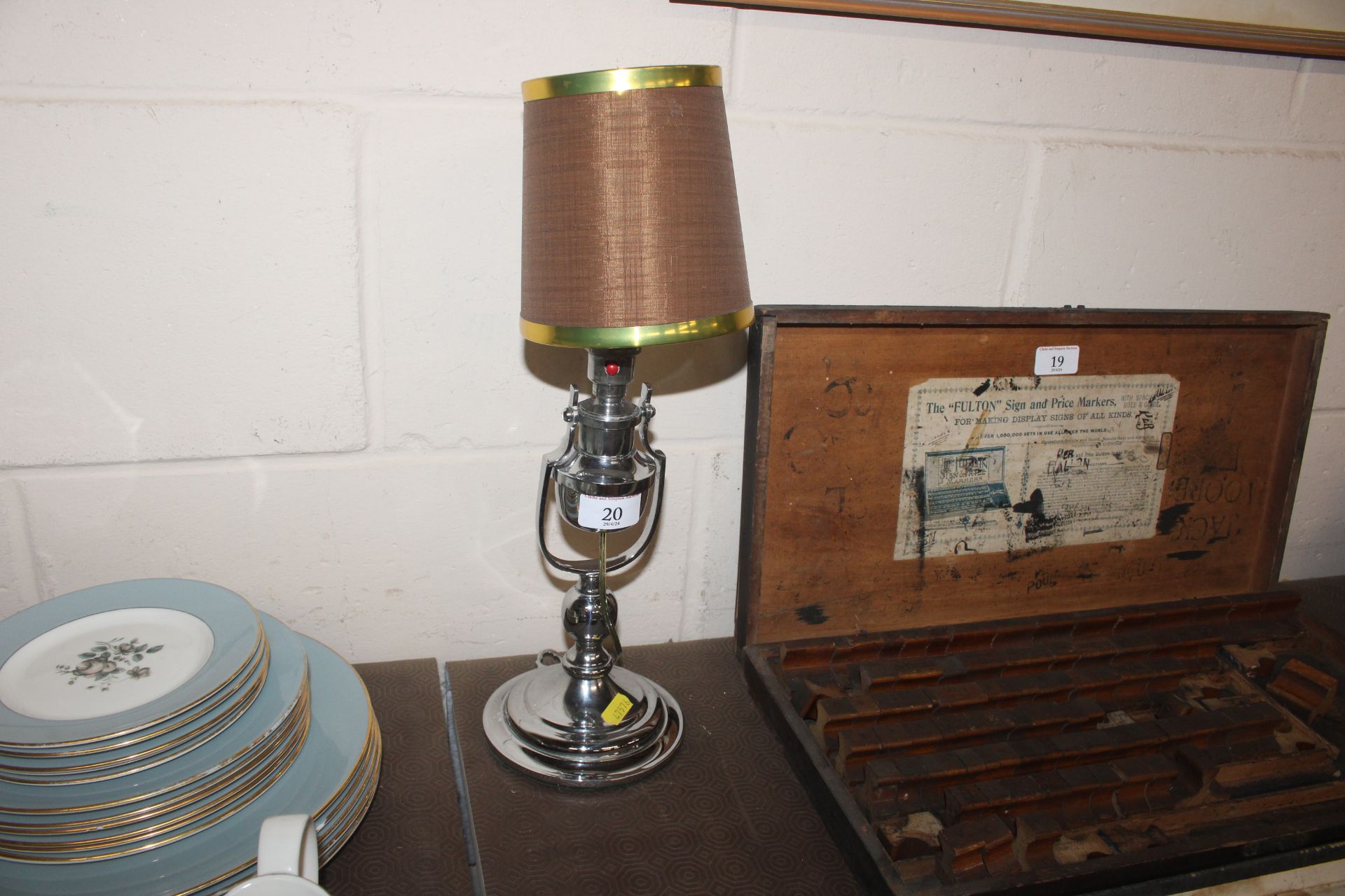 An Art Deco design chrome gimballed table lamp
