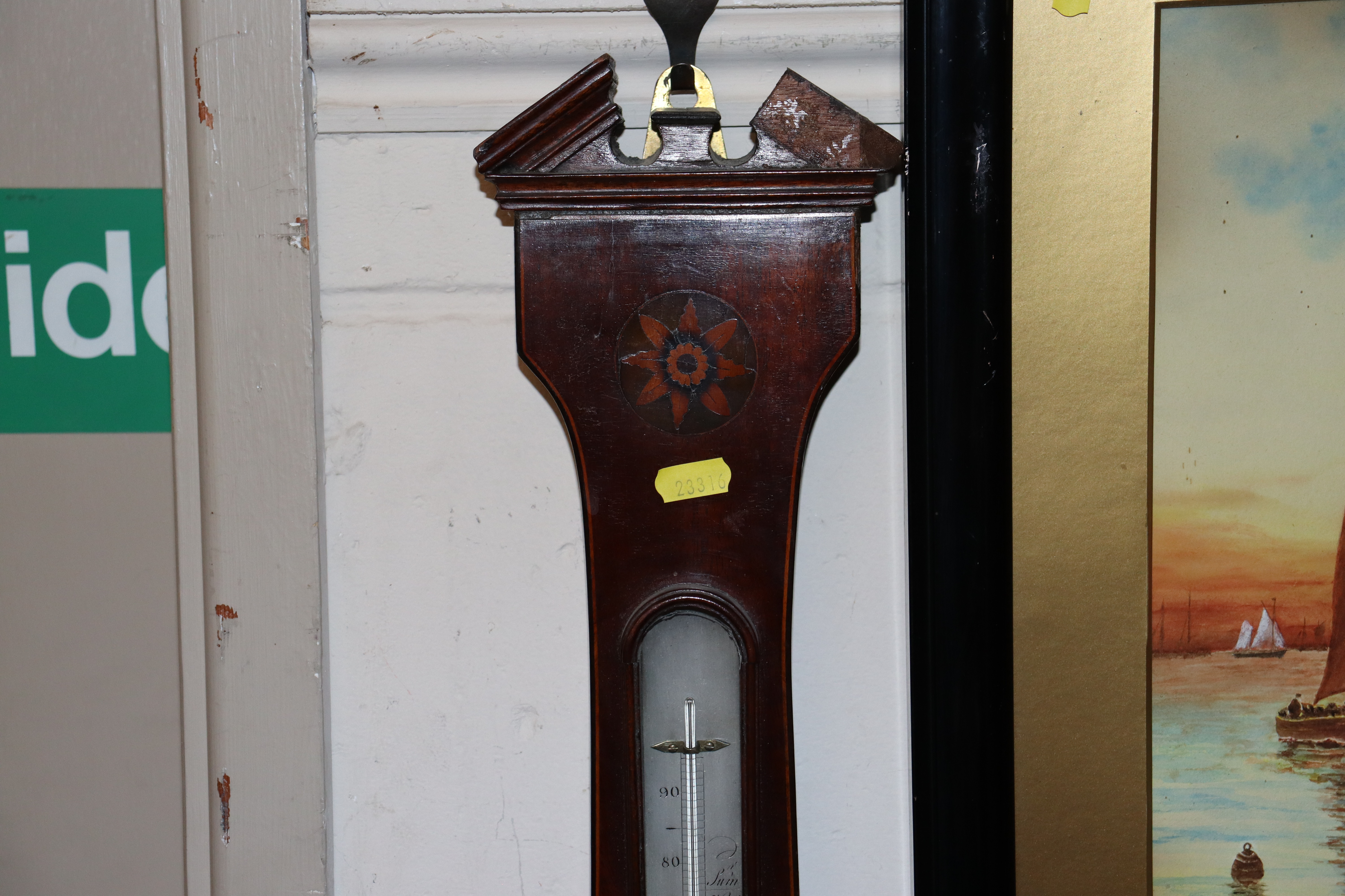 A 19th Century rosewood and inlaid banjo barometer - Image 2 of 5