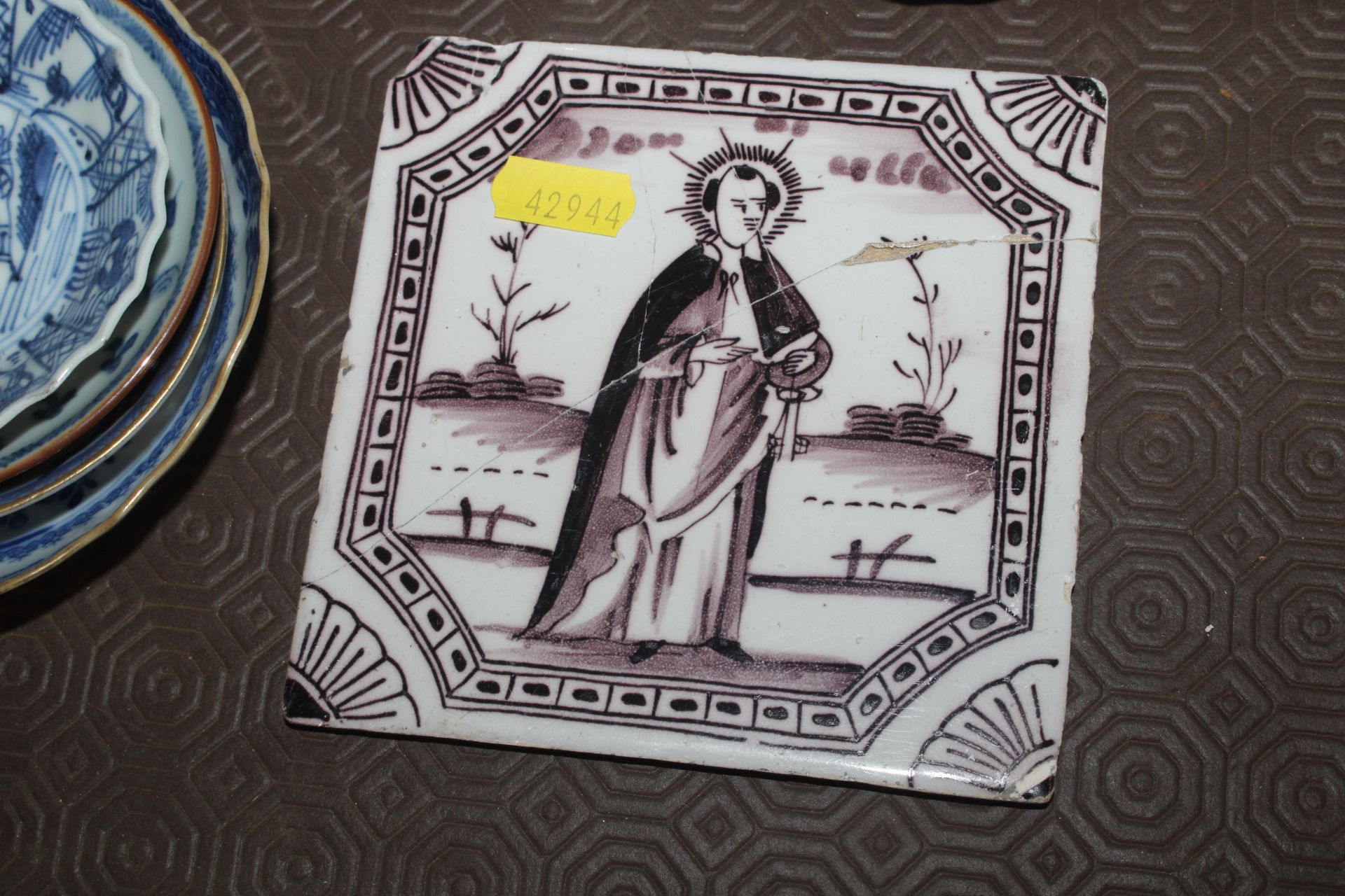 An 18th Century tile decorated with a Saint AF; va - Image 2 of 28