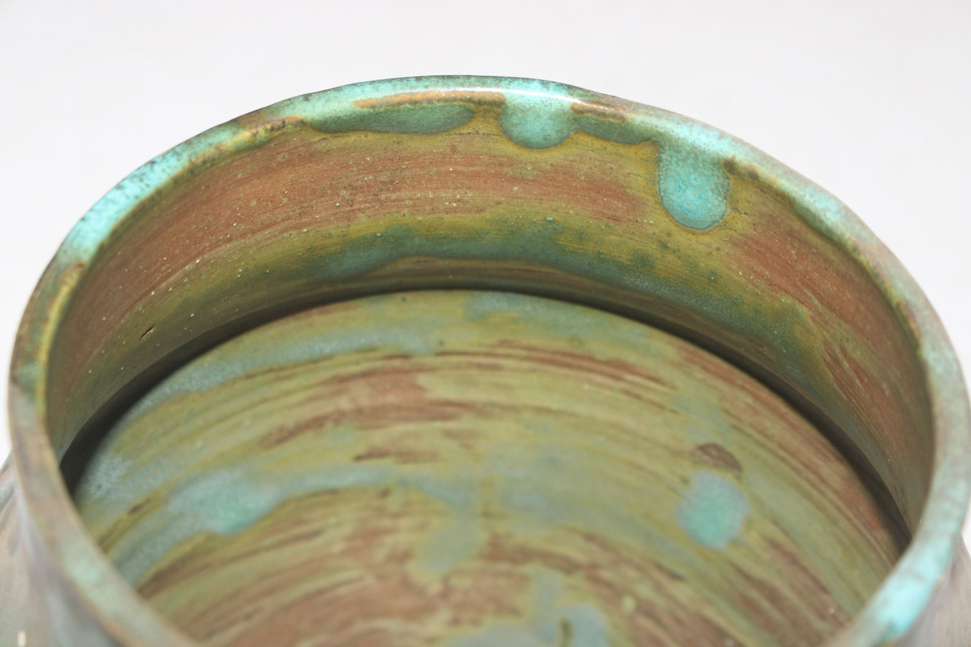 A Rye pottery vase with green and brown mottled gl - Image 3 of 4