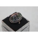 A 925 silver and abalone shell set ring