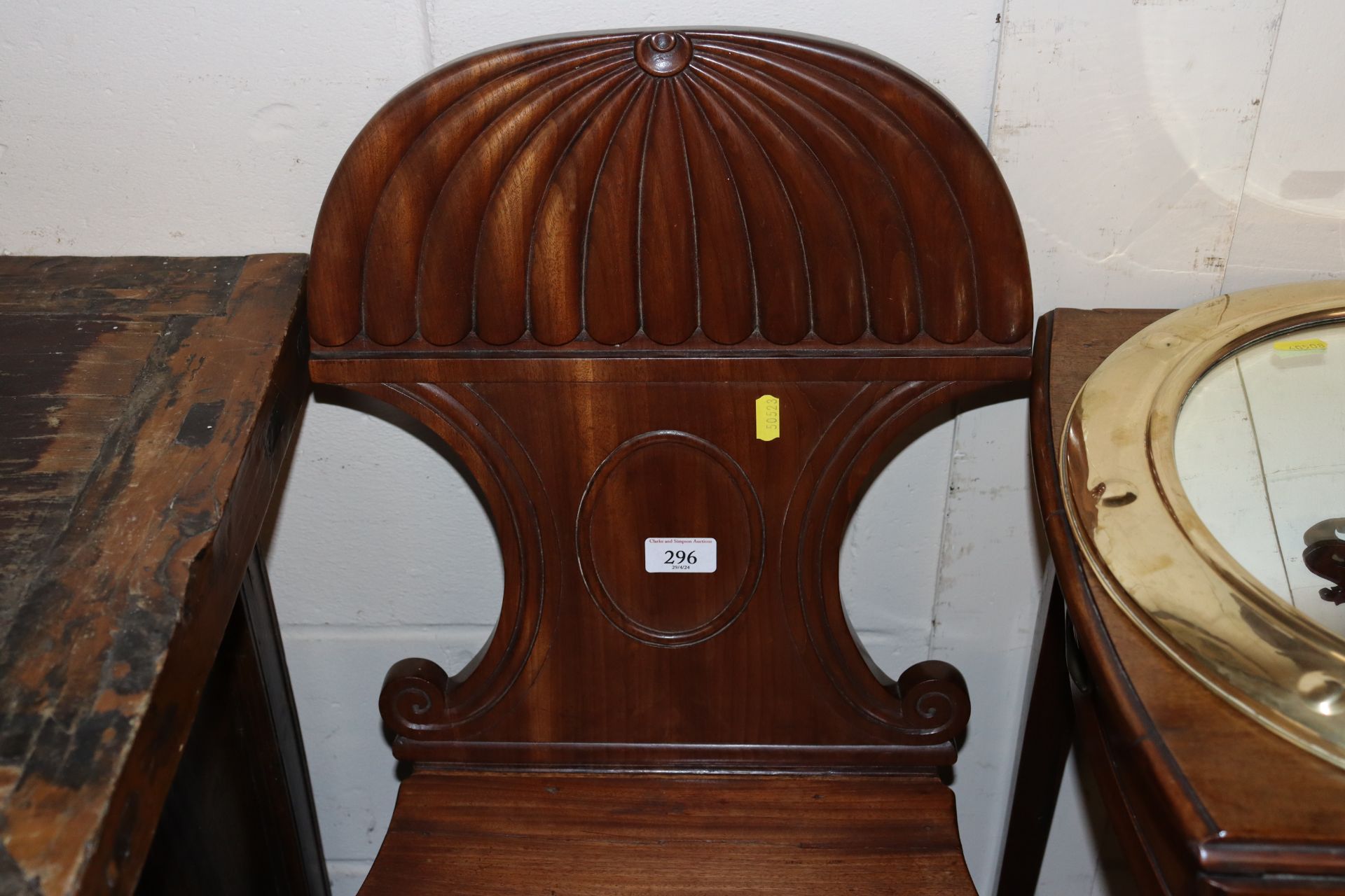 An early 19th Century mahogany hall chair on turne - Image 2 of 2