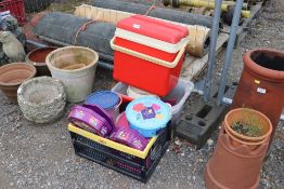 A quantity of plastic boxes, tubs and plant pots e