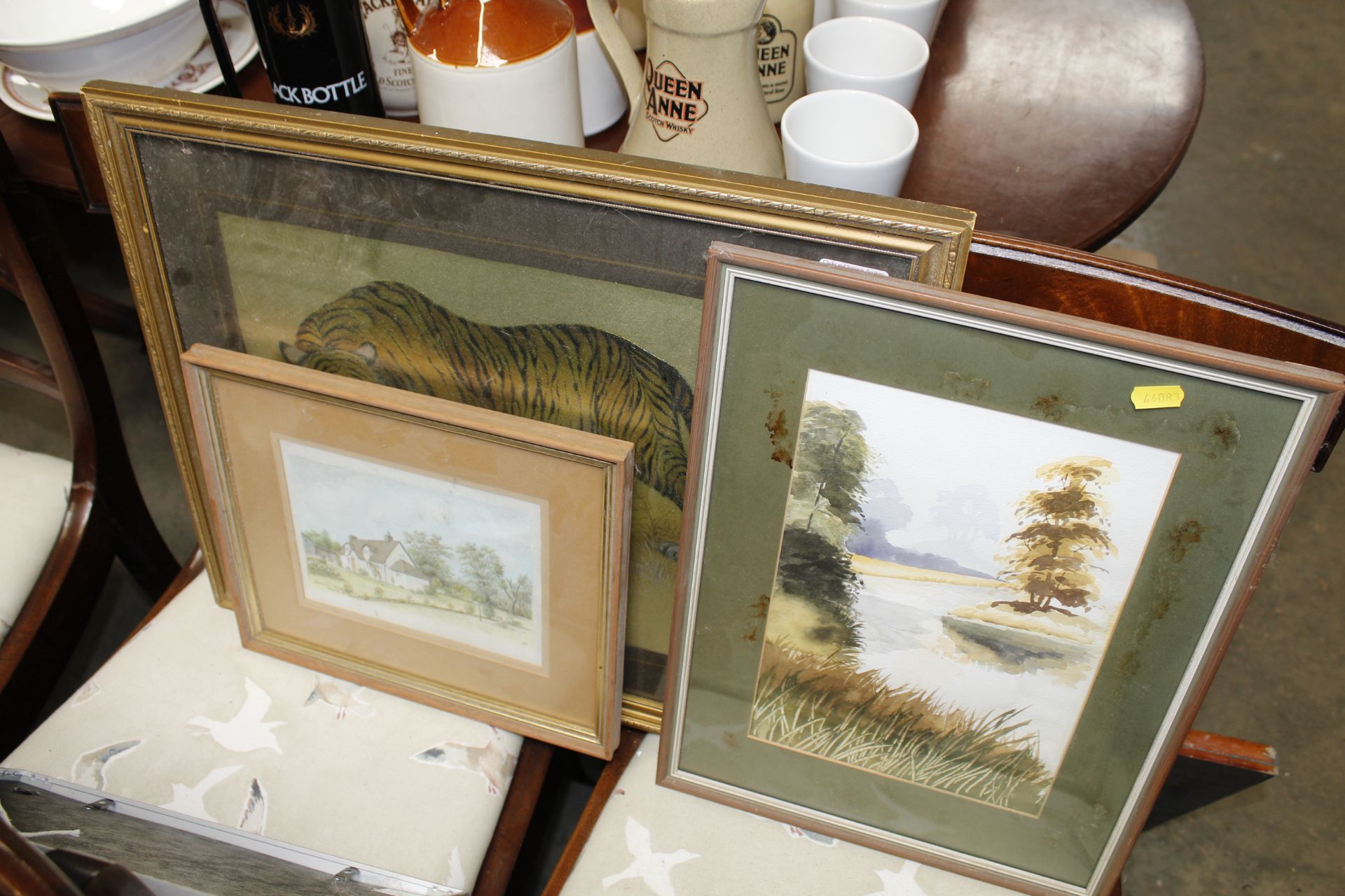 A watercolour of landscape scene and three prints - Image 2 of 2