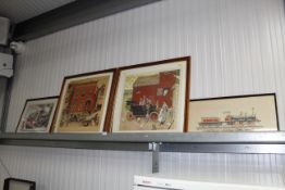 A coloured print 'Study of Vintage Fire Engines',
