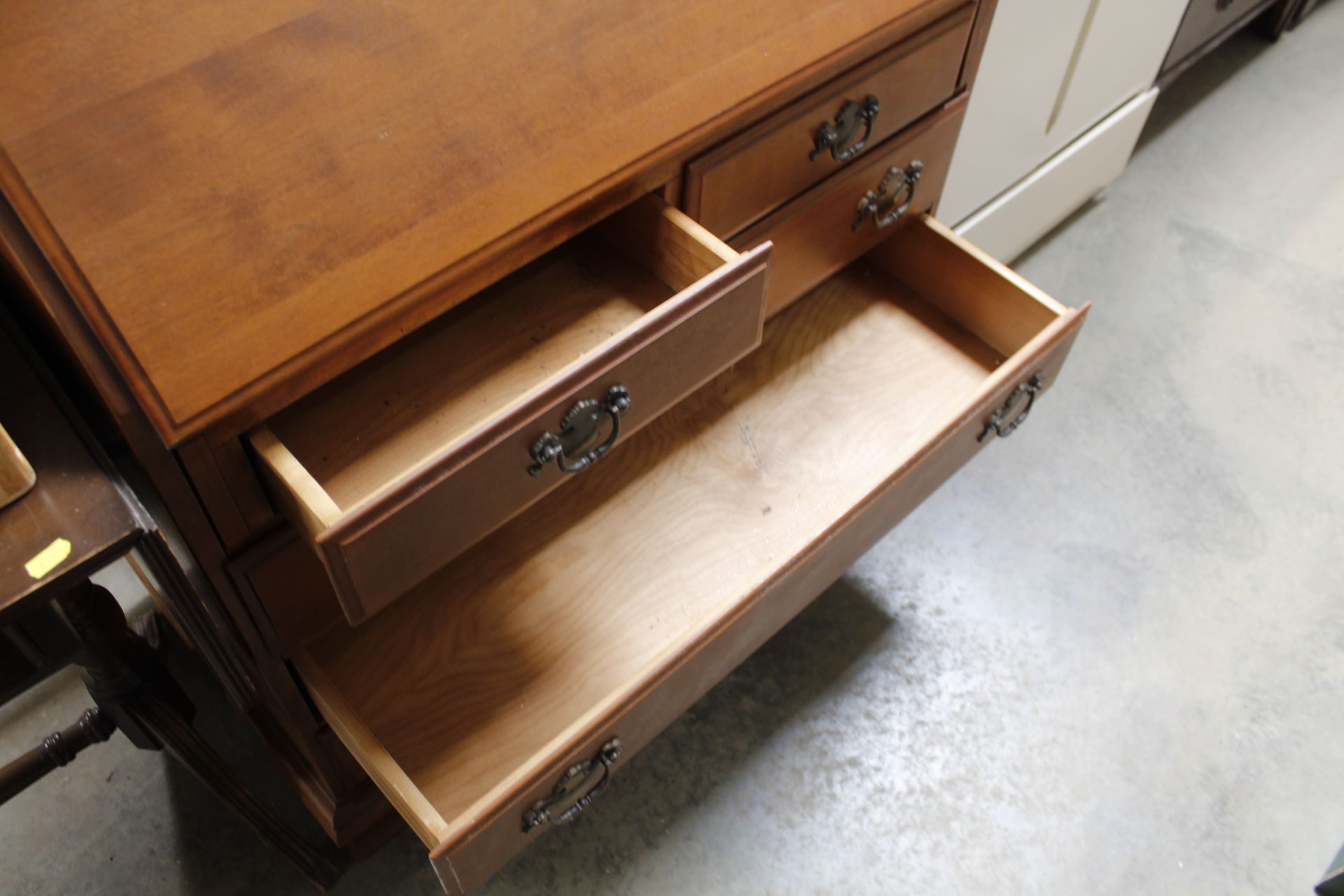 A reproduction mahogany bureau fitted two short ov - Image 2 of 3