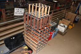 Six various wood and metal wine racks