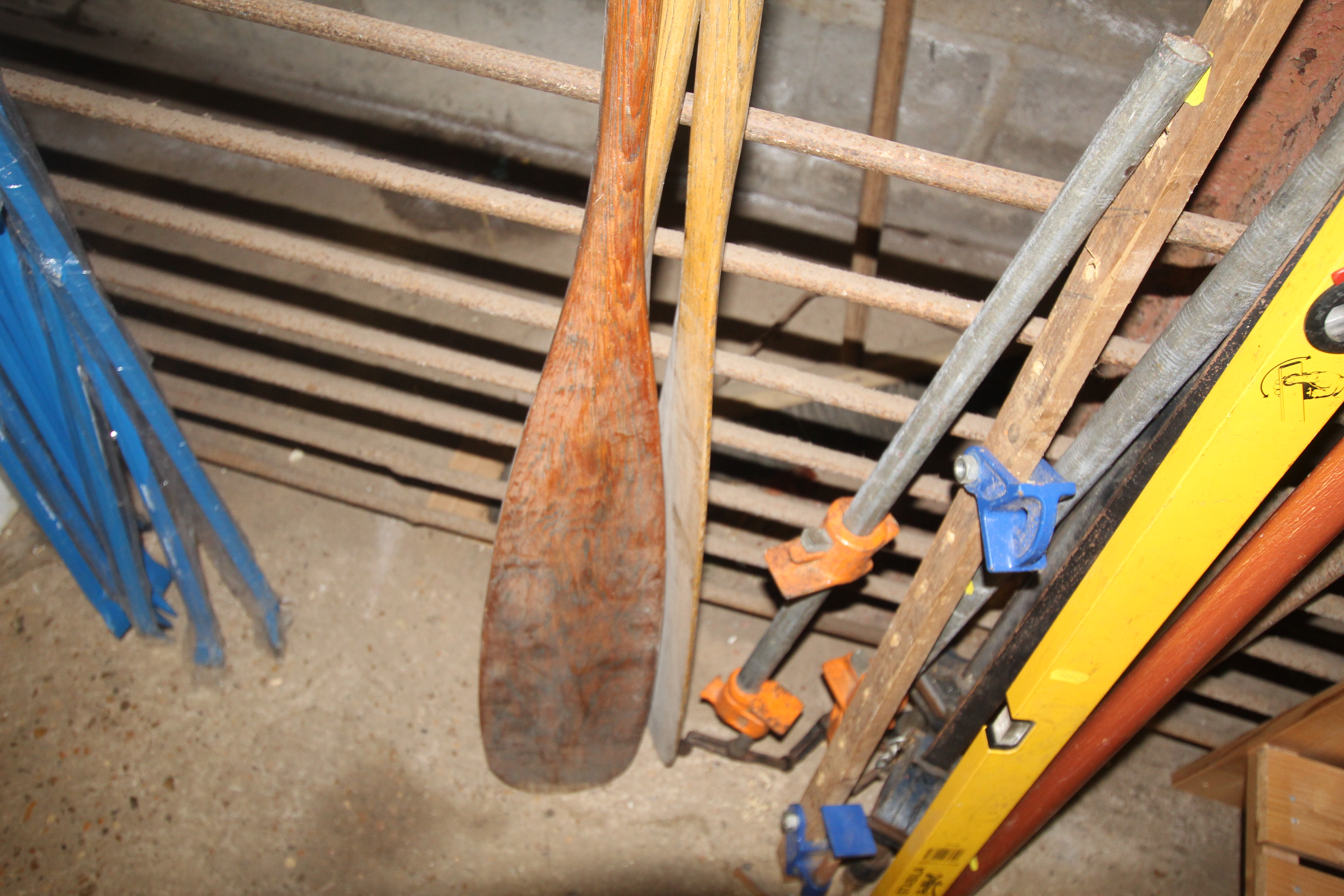 Three wooden rowing paddles (approx. 5') - Image 2 of 2