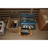 Two metal tool boxes and contents of tools, a quan