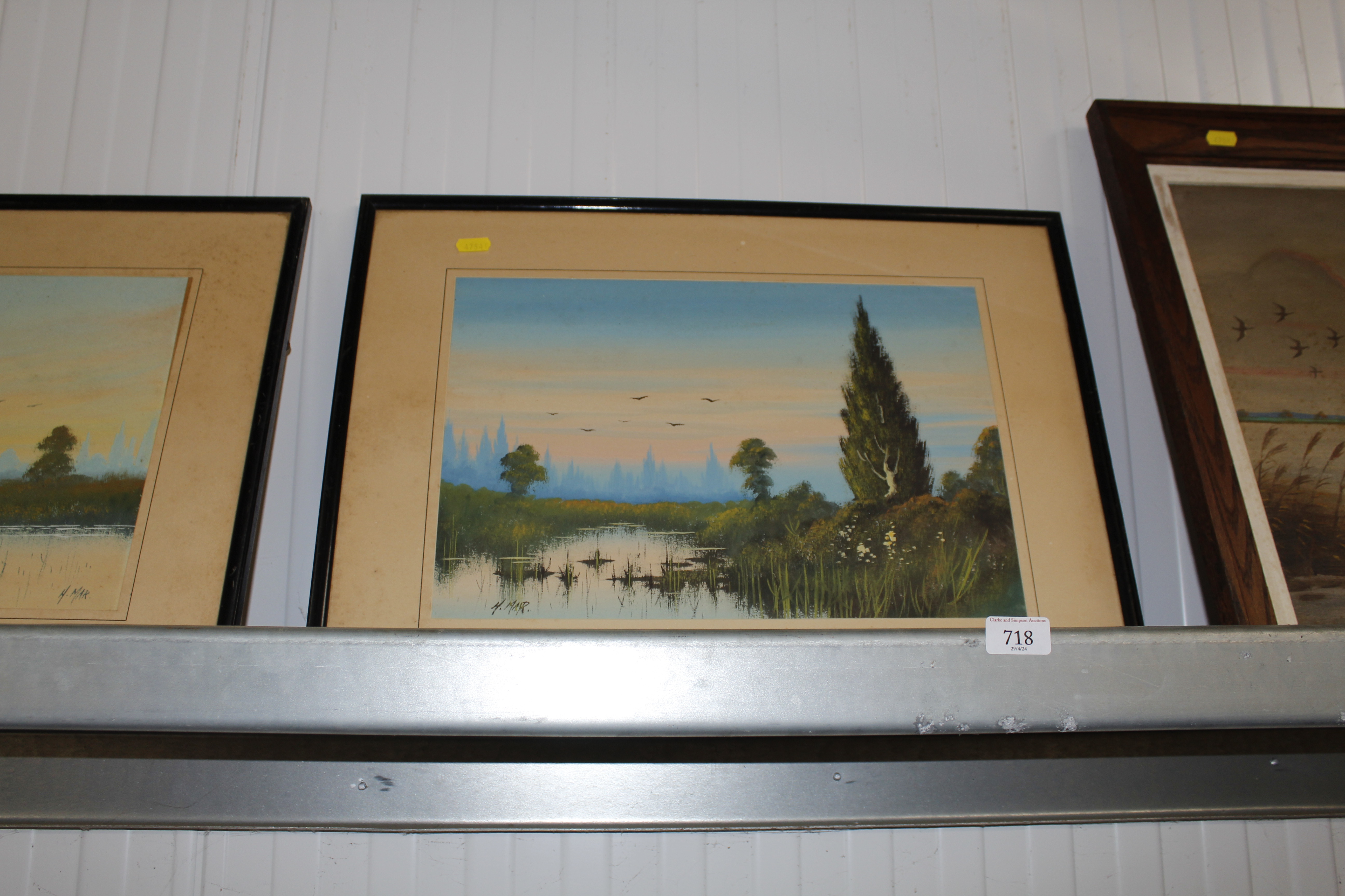 An oak framed oil on board of "Ducks in Flight" to - Image 3 of 4