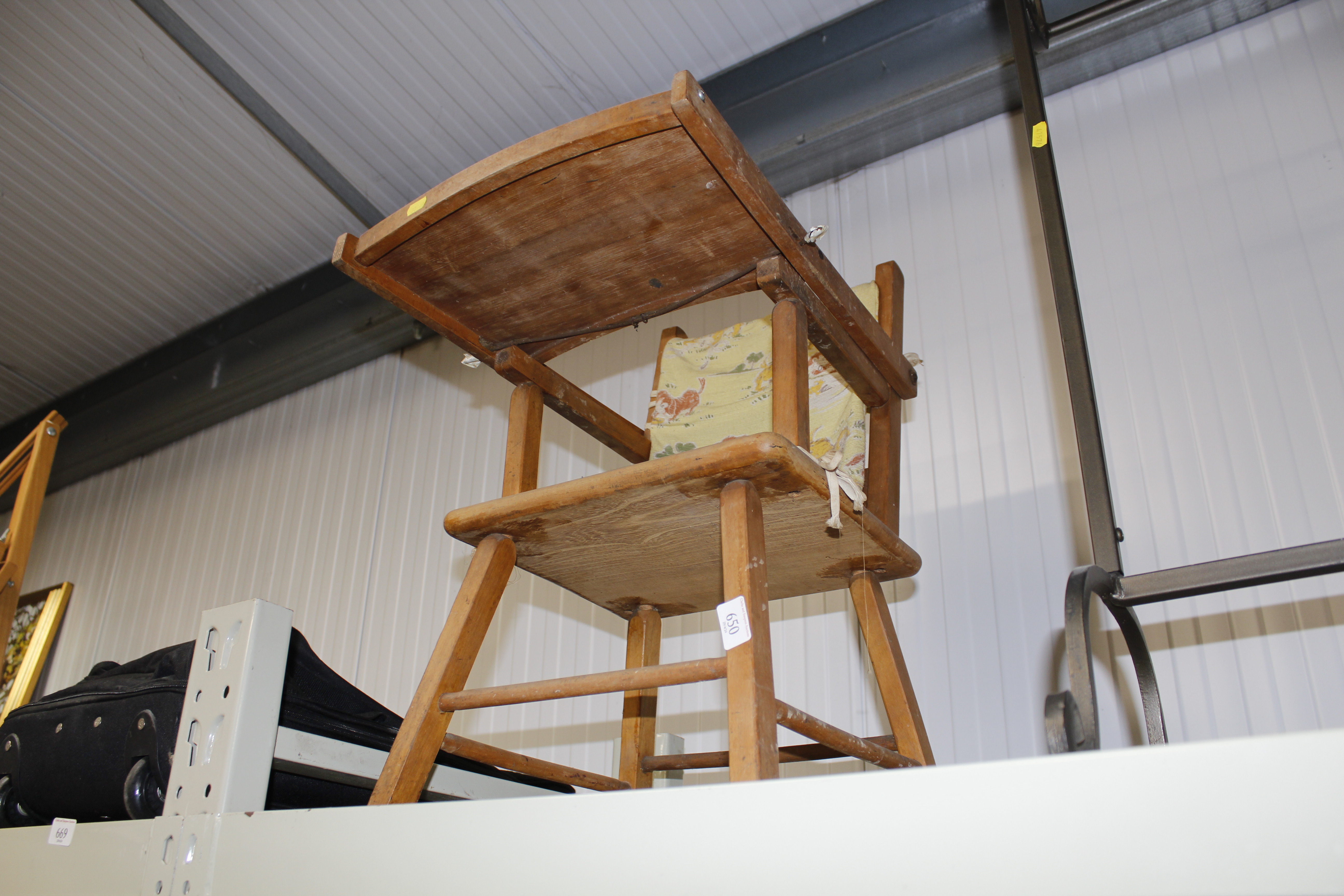 A vintage child's highchair