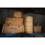 A quantity of wicker hampers, baskets, etc.