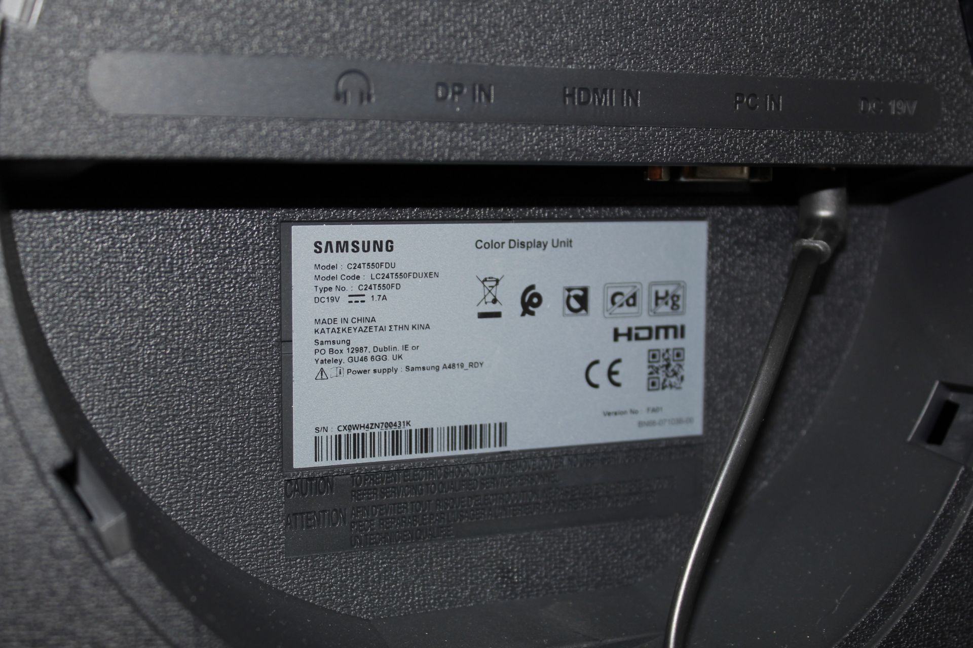 A Samsung curved monitor - Image 2 of 2