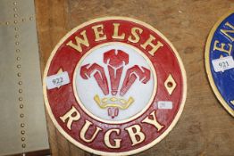 A reproduction "Welsh Rugby" sign (196)`