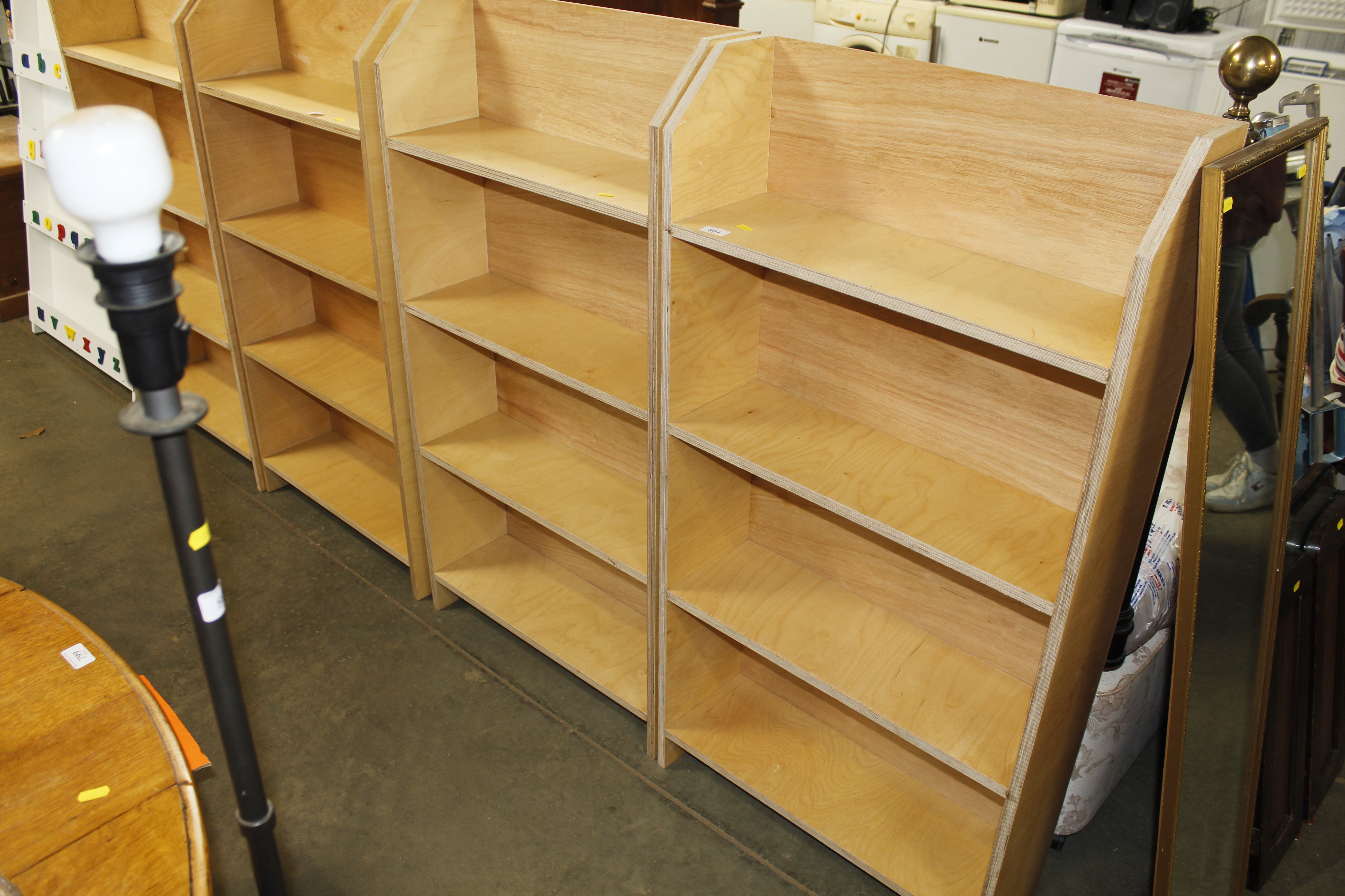 Two plywood bookcases