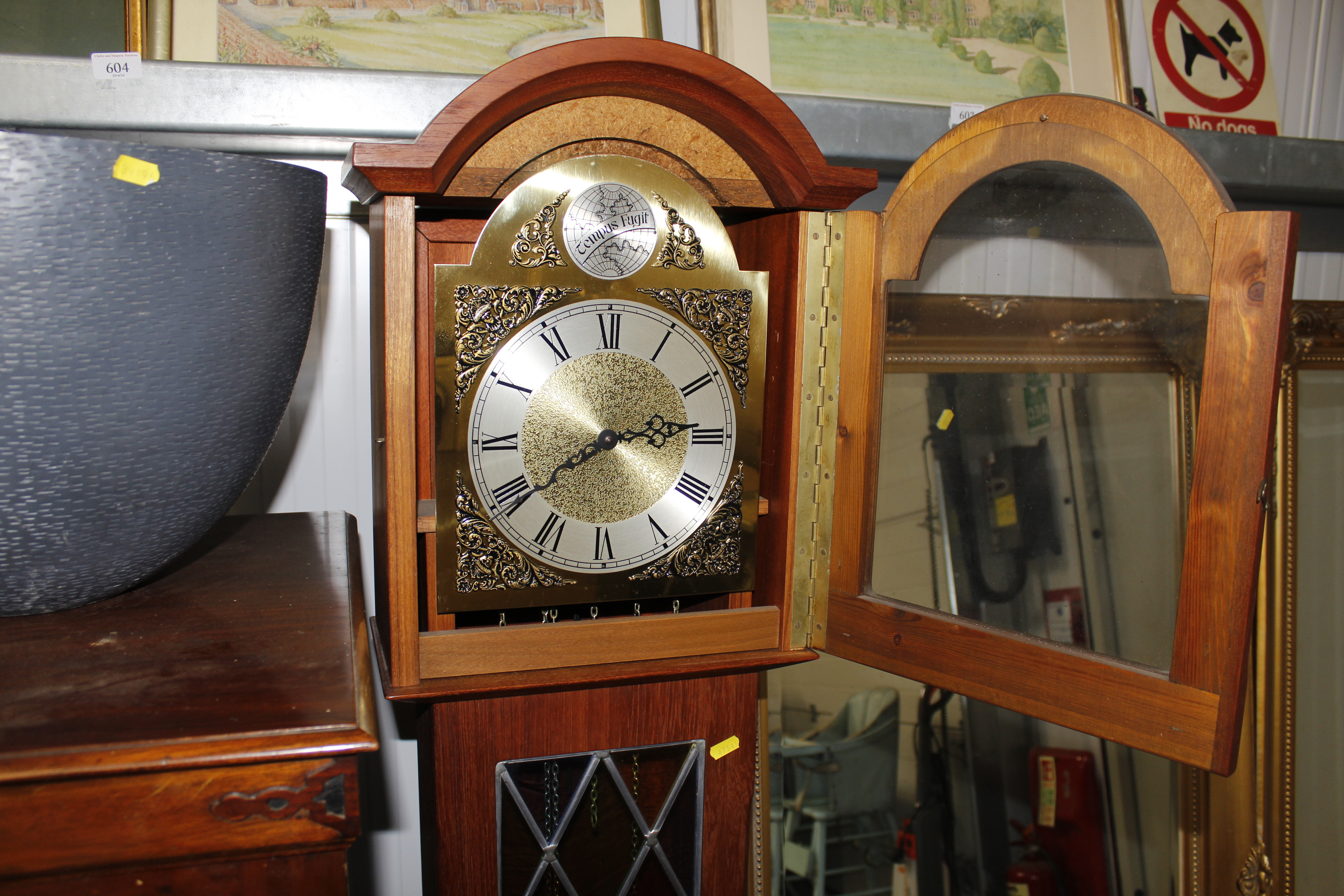 A reproduction mahogany grandmother clock "Tempus - Image 2 of 3