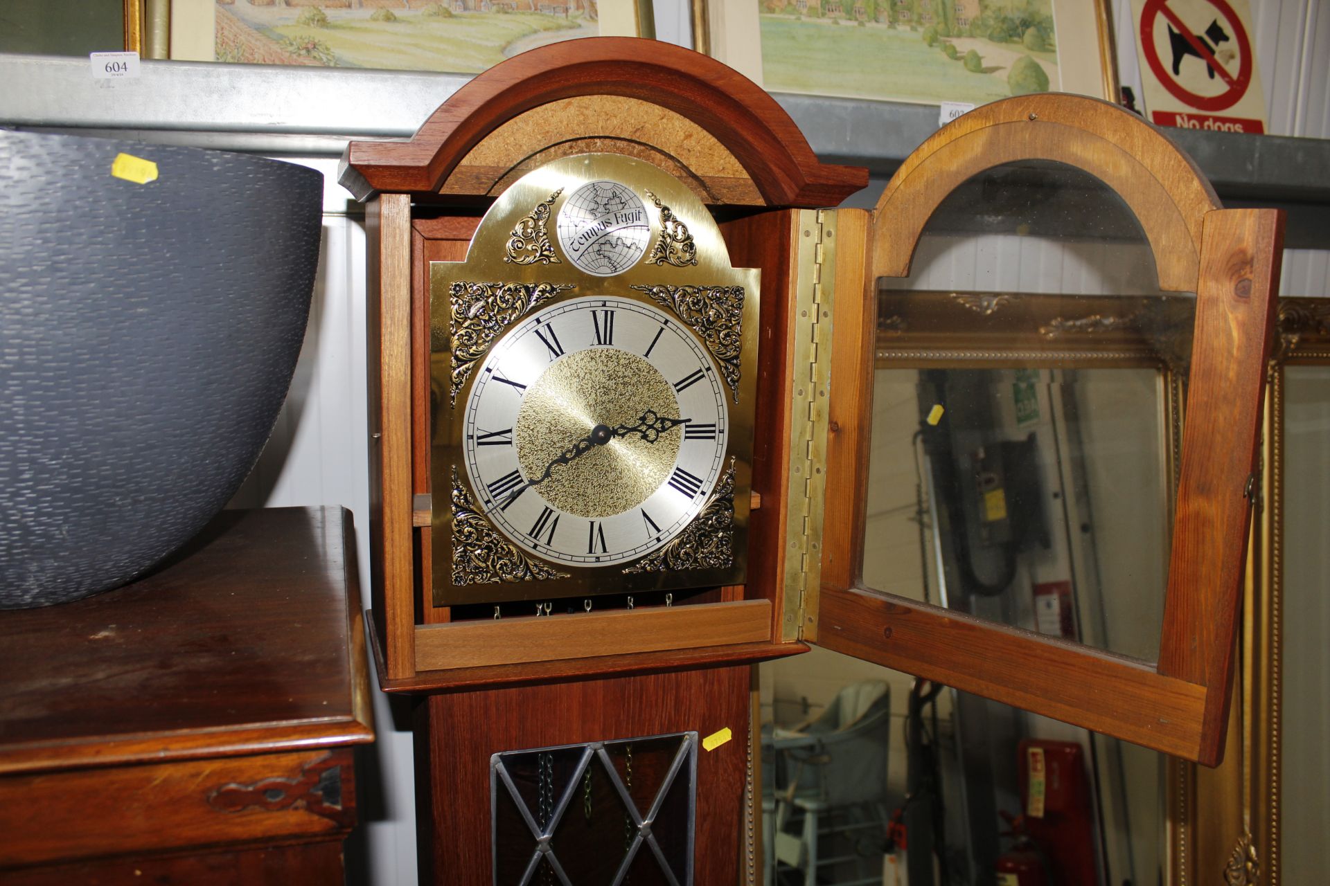A reproduction mahogany grandmother clock "Tempus - Image 2 of 3