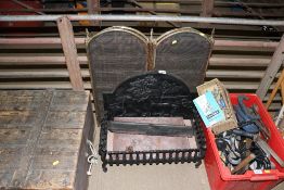 A metal fire basket and back
