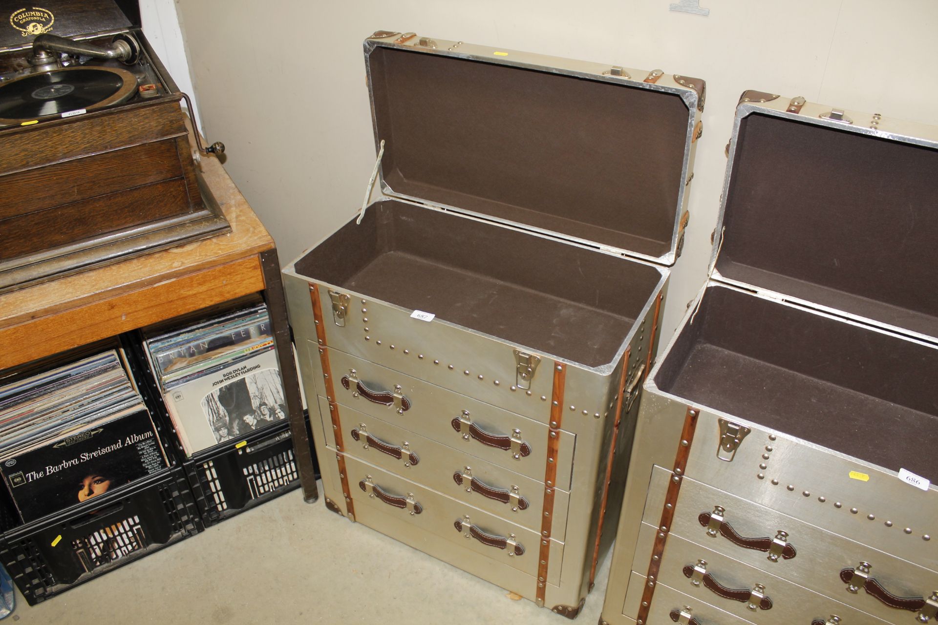 An Aviator style chest fitted three drawers with a