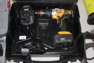 A JCB-18CD 18v cordless electric drill with 5.0Ah