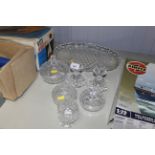 A collection of glass dressing table items