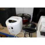 A Swan slow cooker; deep fat fryer and sandwich to