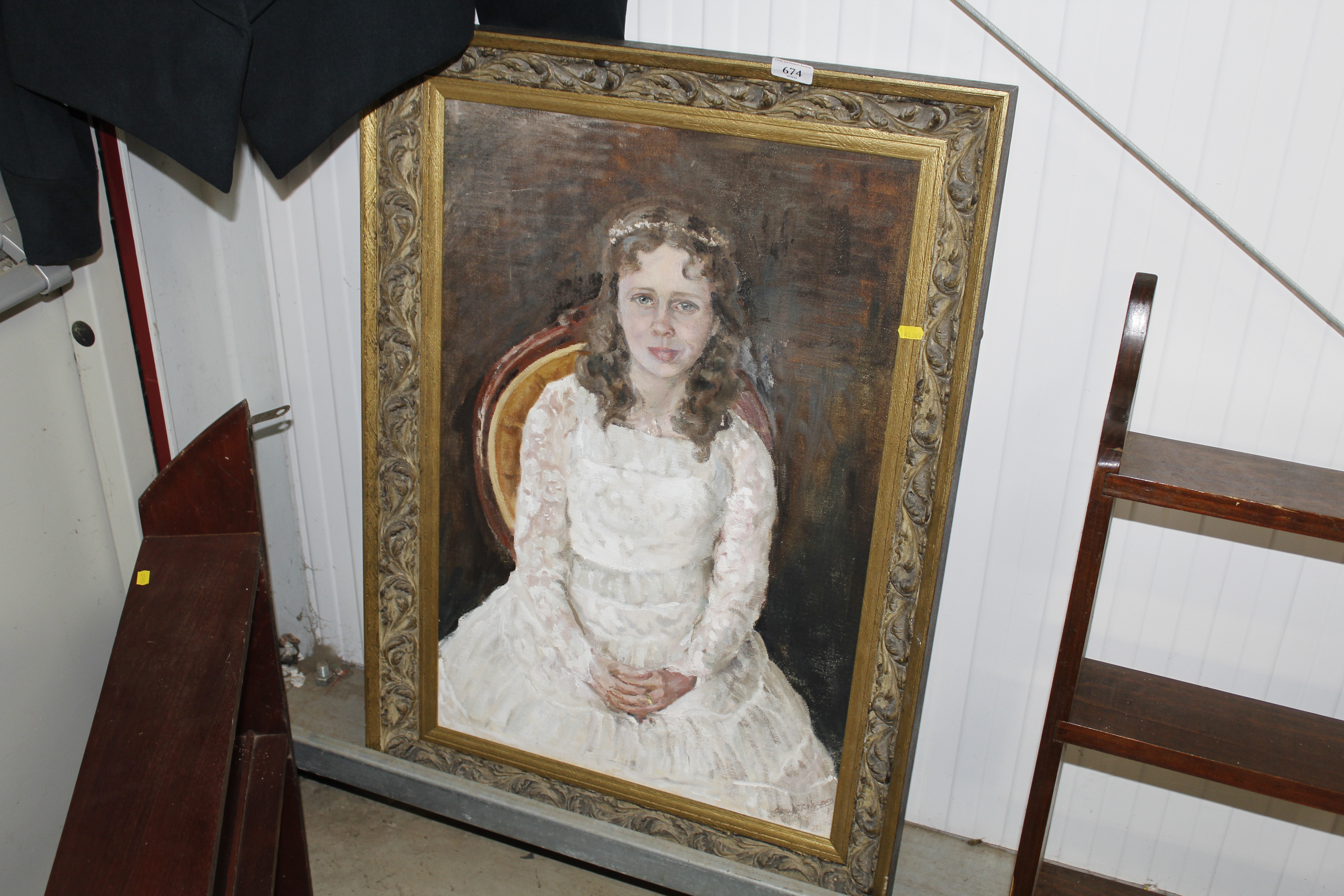 An oil on board portrait study contained in ornate frame, indistinctly signed to the bottom right