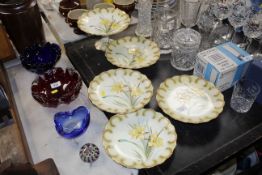 A quantity of floral decorated dessert ware