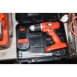 A Black & Decker 18v cordless electric drill with