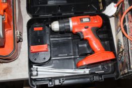 A Black & Decker 18v cordless electric drill with
