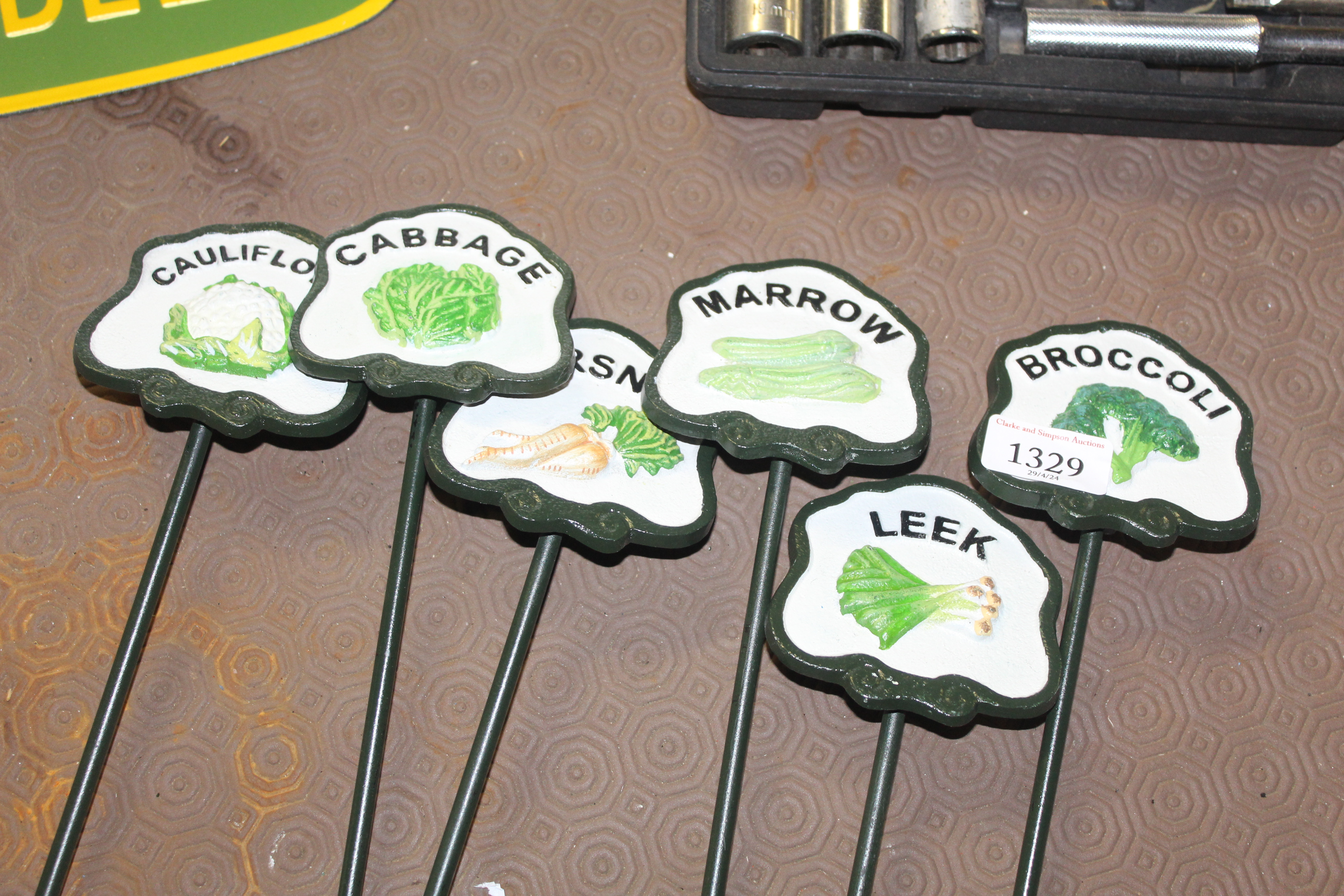 Six painted cast iron vegetable markers (206) - Image 2 of 2