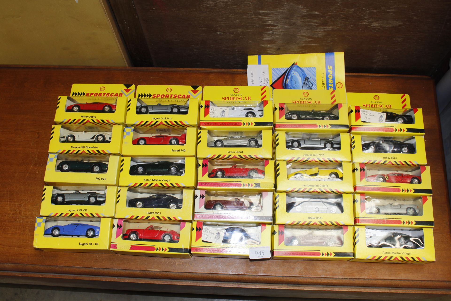 A collection of sports car die-cast vehicles