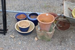 A quantity of various glazed and other planters