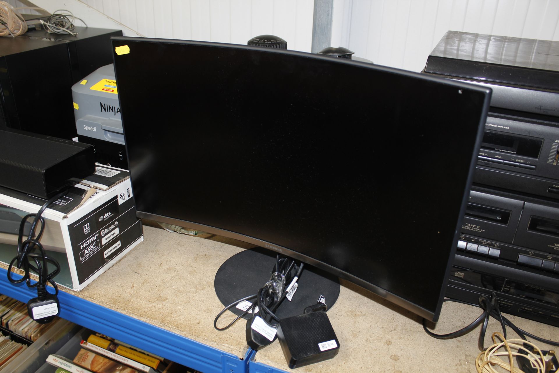 A Samsung curved monitor